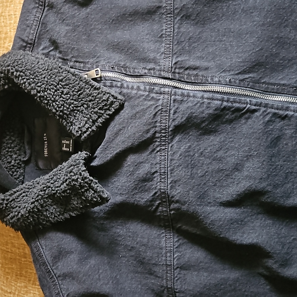 Forever 21 Black Denim Bomber Jacket - Picture 6 of 6